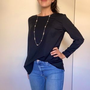 COS Black Long Sleeve Wool Blouse - fits 6-10 or M/L